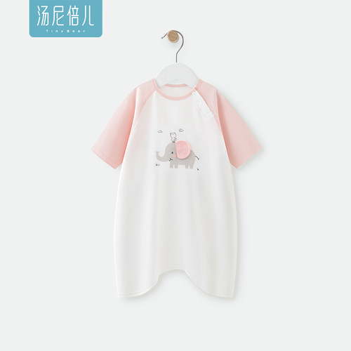 汤尼倍儿女宝宝纯棉睡袍七分袖夏