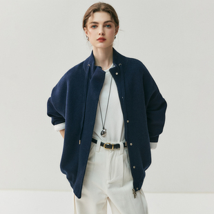 顶奢系列!855大克重空气层山羊绒外套女抽绳加厚拉链针织开衫