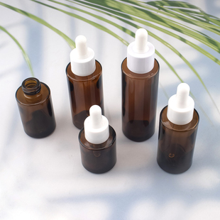 圆形瓶玻璃瓶20ml滴管瓶滴瓶子胶头滴管茶色30ml空瓶子装油的容器