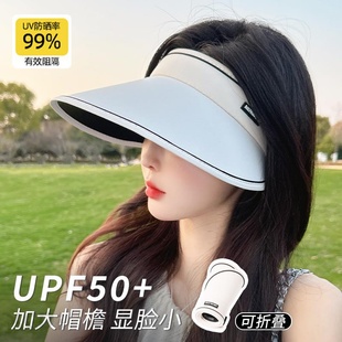 大帽檐防晒帽女uv防紫外线空顶遮阳帽子骑车遮脸太阳帽 UPF50 夏季