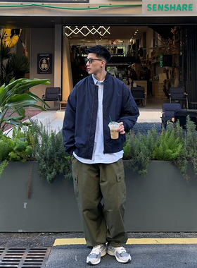 Batterup秋冬新款潮牌棉服日系休闲棒球领短款MA1飞行夹克外套男