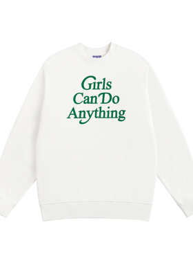 54YS 国潮流行秋冬圆领卫衣情侣款休闲风百搭Girls标语