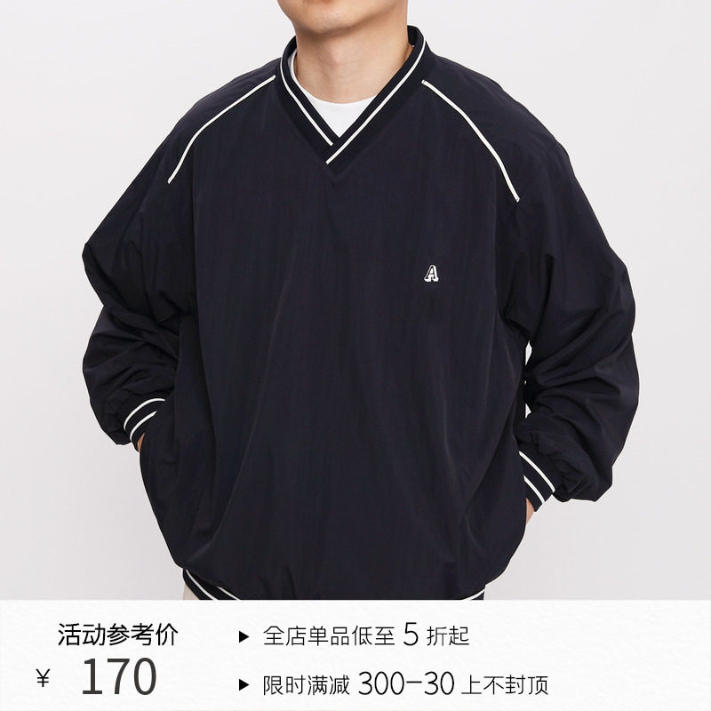 AWT23SS V领宽松套头卫衣复古vintage撞色运动休闲上衣男女情侣