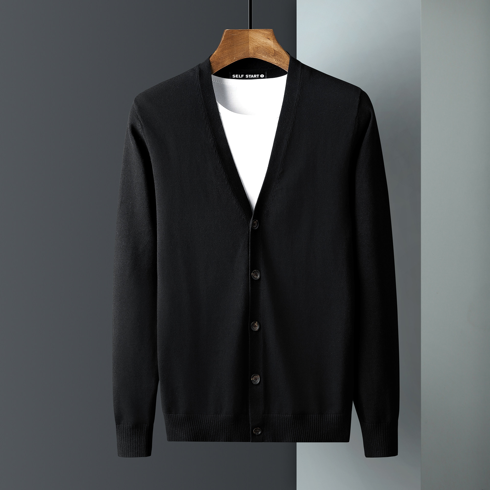 纯棉针织开衫男士薄款毛衣外套商务男装上衣男春秋2026新款外穿潮