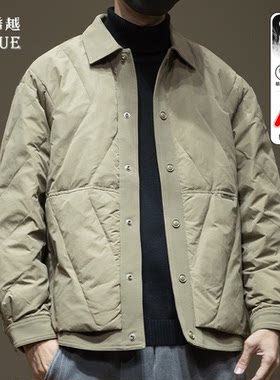 白鸭绒轻薄衬衣式羽绒服内胆男2026冬季新款宽松大码男士工装外套