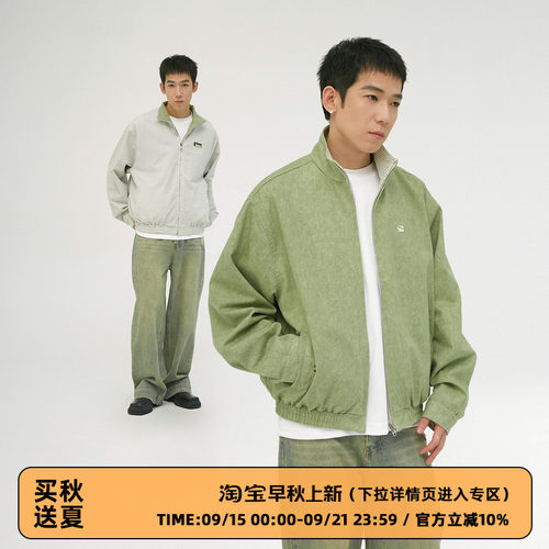 【双面穿?不焦绿】CASD/美式复古做旧工装夹克条纹宽松外套男女