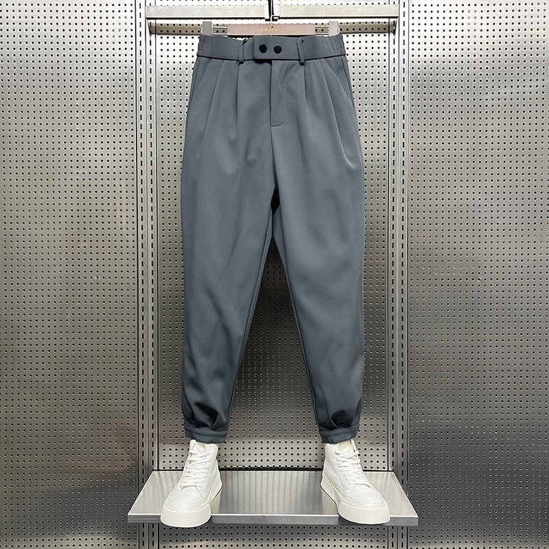 男士西裤2026秋季束脚宽松哈伦裤子男潮牌痞帅秋季冰丝垂感休闲裤