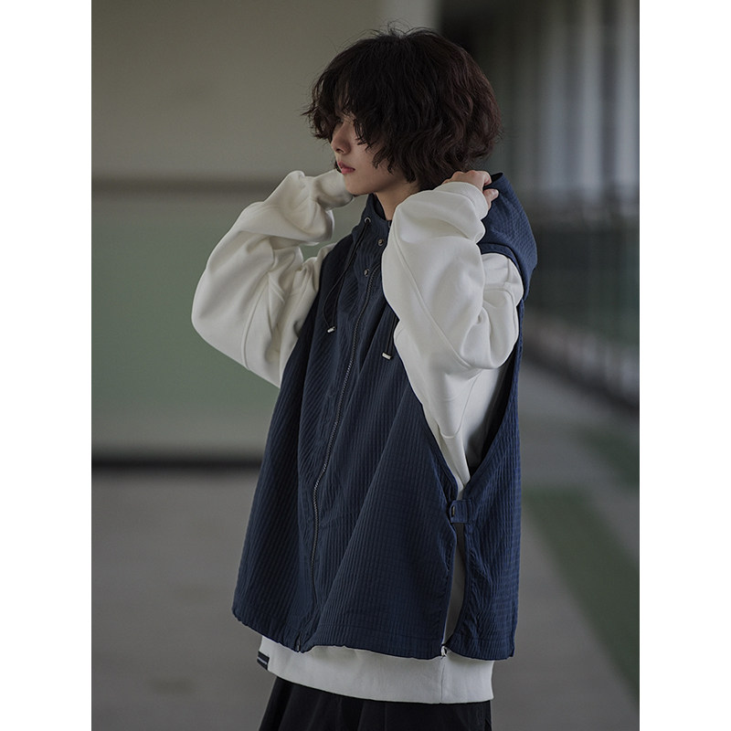 水曜日定休 日系春季连帽马甲背心男cityboy工装户外宽松无袖外套