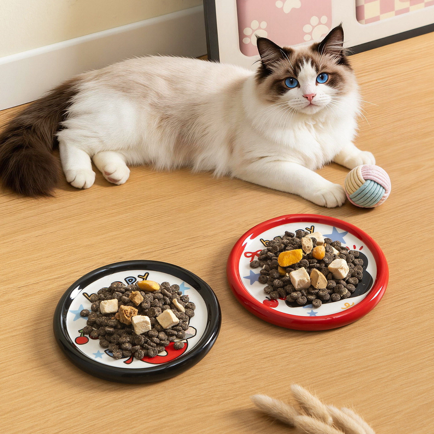 猫碗陶瓷碟子宠物碗湿粮碗罐头冻干饭碗可爱狗碗不压胡须猫咪餐盘图片