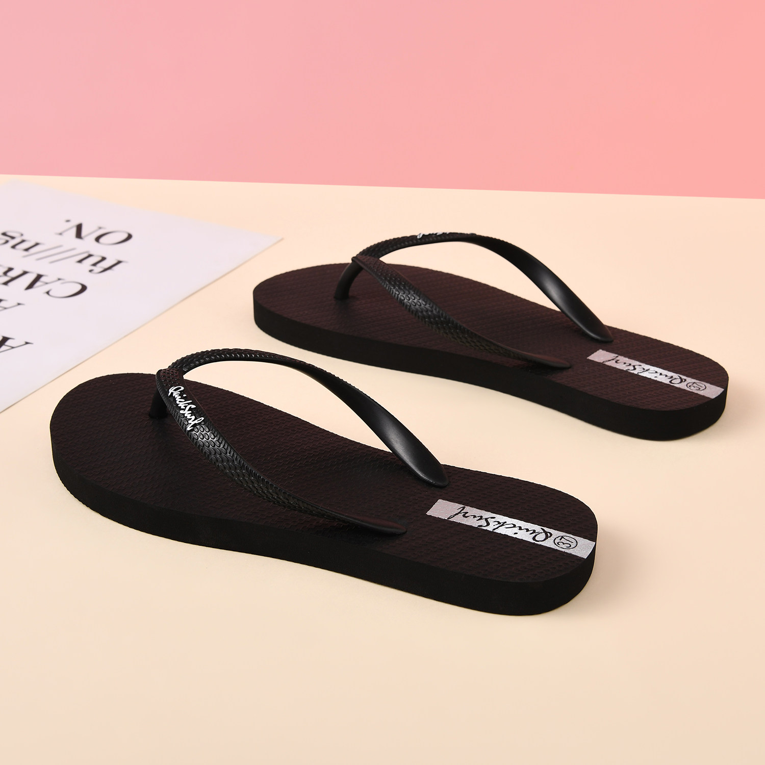 人字拖女夏外穿黑色夹脚拖鞋女士防滑室内居家洗澡软底户外沙滩鞋