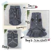 宠物服饰格子衬衫 博美泰迪比熊猫咪幼犬衣 娃娃领花边裙子春夏秋款