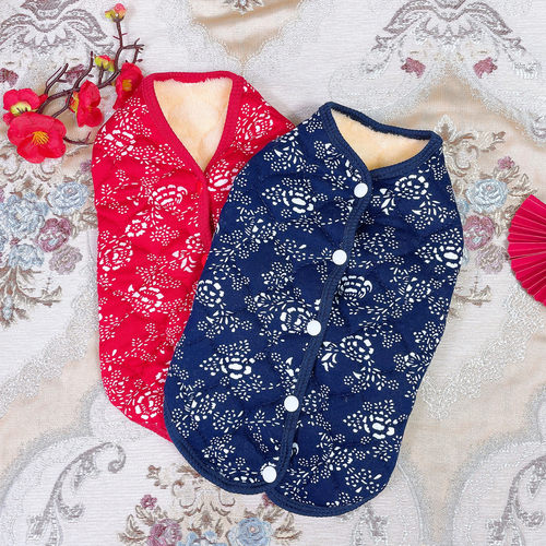 猫咪狗狗牛奶丝小碎花奶奶风马甲