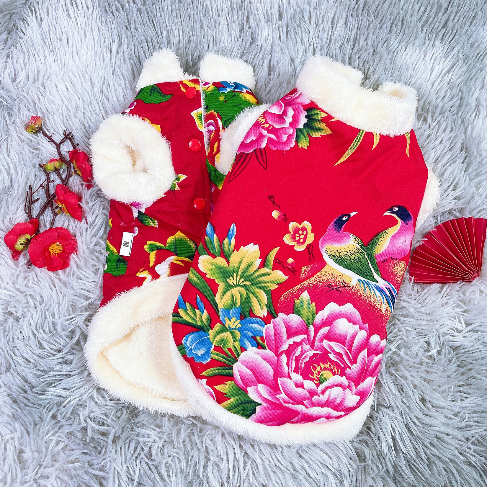 泰迪狗狗衣服国风大红花袄纯棉面料加绒or薄款秋冬保暖马甲比熊猫,宠物/宠物食品及用品,狗宠物服装/雨衣,淘宝优惠券,粉丝福利购,淘宝优惠卷