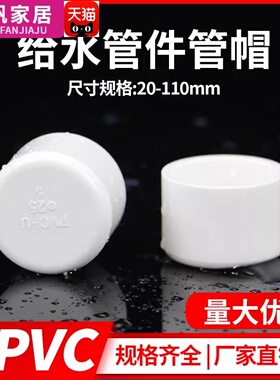 PVC管帽堵头4分堵帽塞头闷头6分堵盖胶粘管盖202532 50 63 90 110