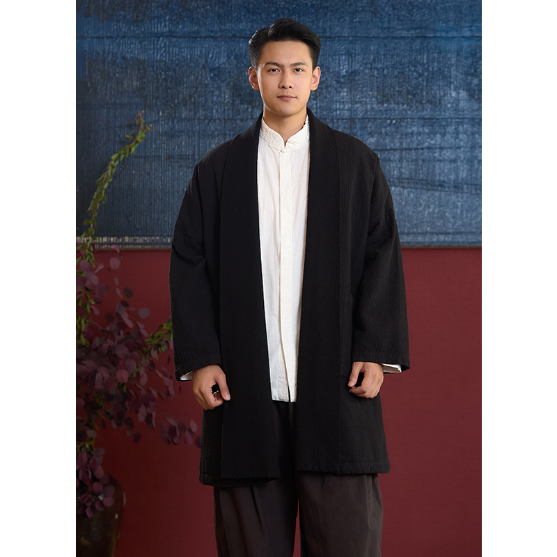 【照本堂】2025冬季新款男装国风棉麻双层加厚汉服开衫棉衣M12834