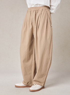 【照本堂】2025秋季新款棉麻长裤男16支亚麻简约弯刀休闲裤M22574