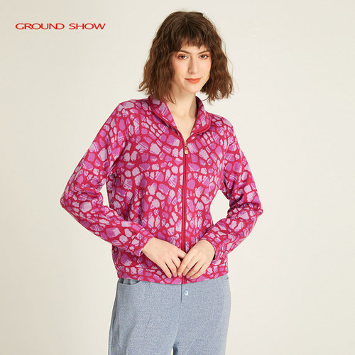 阁兰秀丝光羊毛针织开衫拉链外套