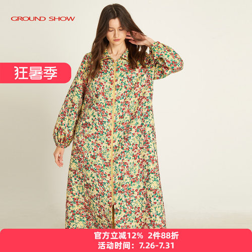 长款外套阁兰秀碎花减龄