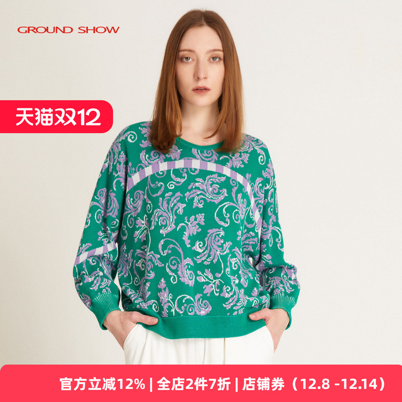 针织衫套衫阁兰秀套头V领