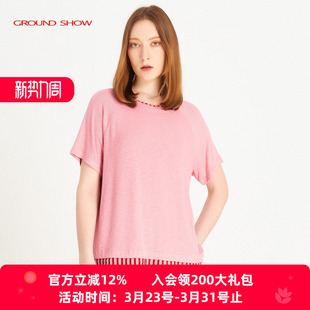 圆领套头衫 Ground 短袖 阁兰秀2026夏新T恤款 气质减龄上衣女 Show