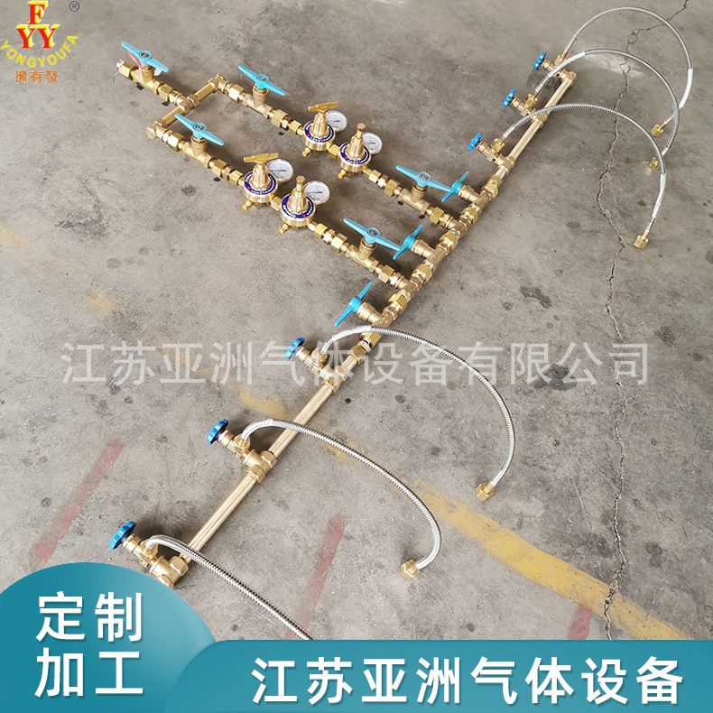 龙门架式黄铜6瓶组氧气汇流排定 制 手动切换汇流排