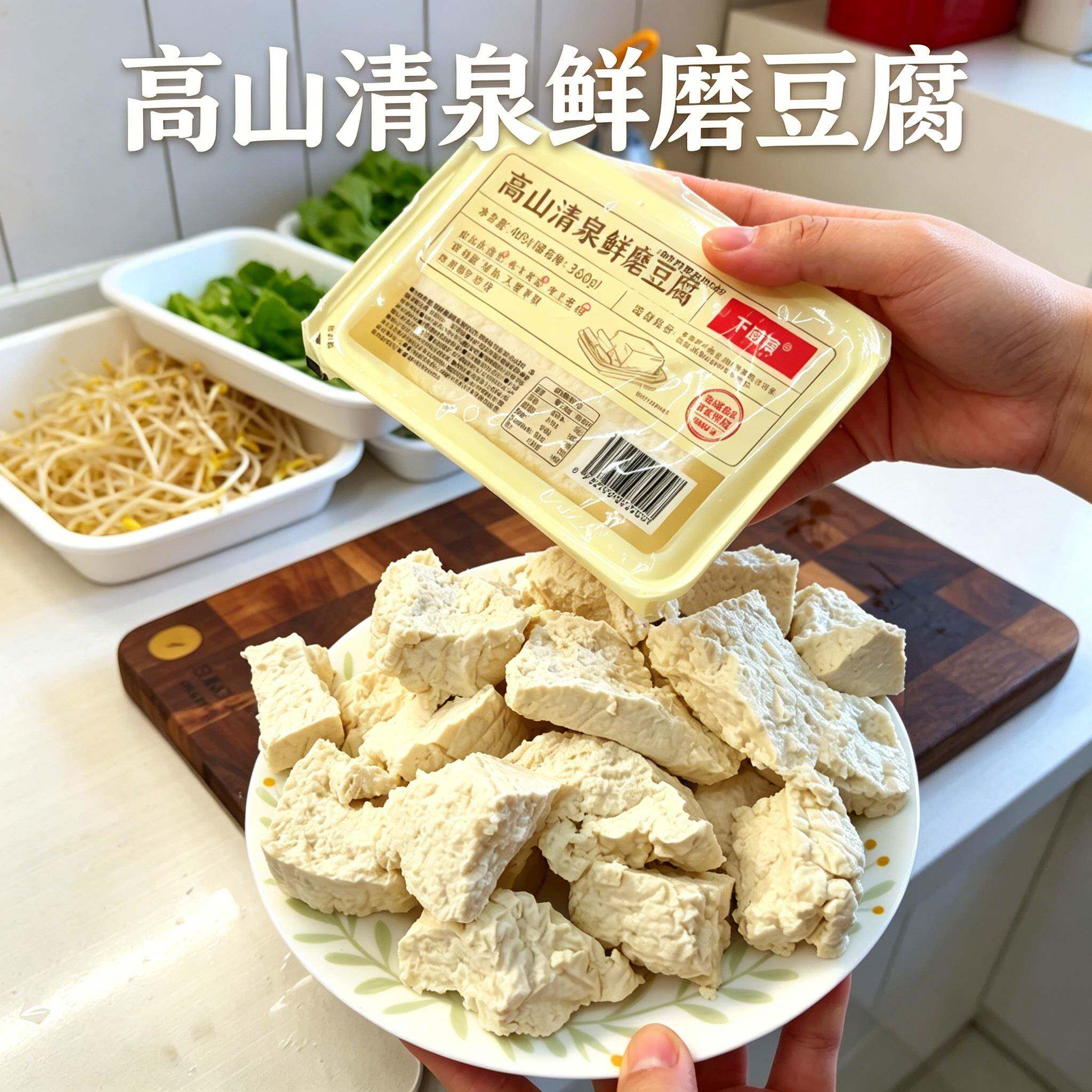 高山清泉鲜磨豆腐下厨房苏北黄豆泉水鲜磨豆腐炖煮煲汤豆腐浙江