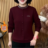 卫衣时尚 妈妈装 烫钻宽松冬装 冬款 打底 内搭休闲长袖 薄绒