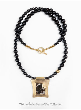 奇虚乐Chicxūlab 须弥Meru 黄铜镶Sericho橄榄陨铁黑檀串珠项链