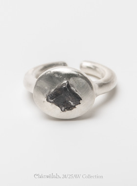 奇虚乐Chicxūlab 璞序Symphony 阿根廷陨铁镶嵌 素银开口戒指