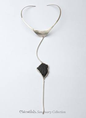 奇虚乐Chicxūlab 雷公墨陨石玻璃 石佩素银项圈