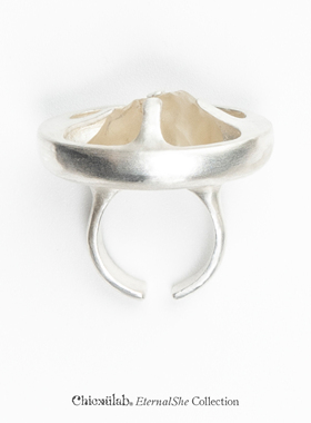 奇虚乐Chicxūlab 星盏Kumbha 利比亚陨石玻璃镶嵌 素银戒指