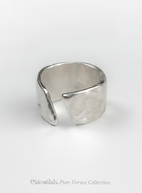 奇虚乐Chicxūlab 极简对切素银肌理指环 开口戒指