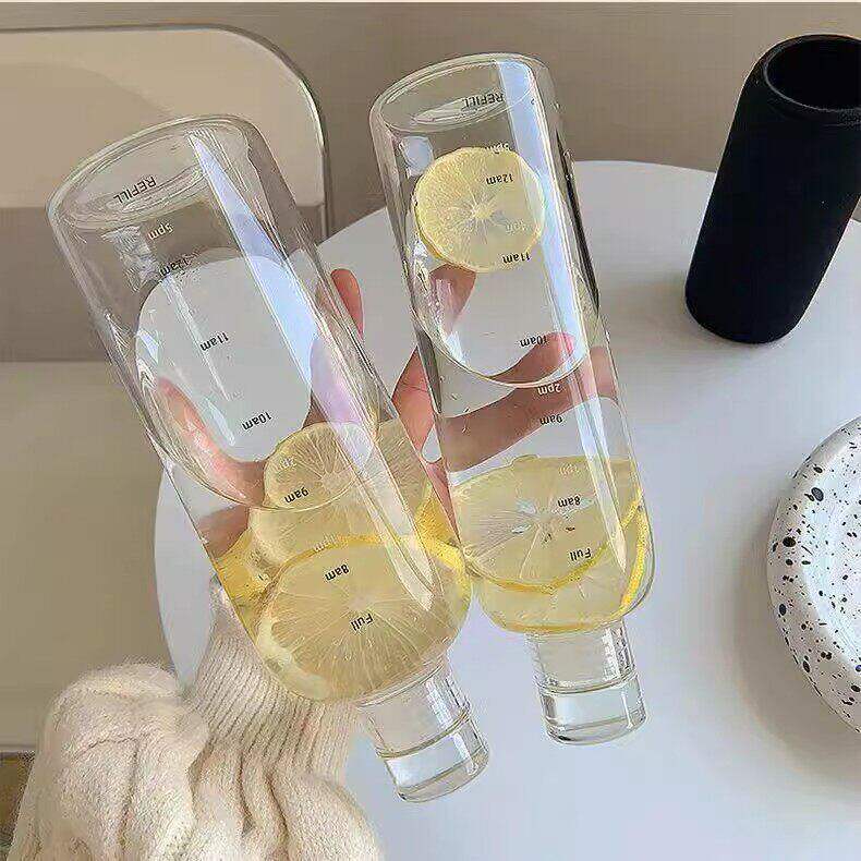时间刻度塑料杯子大容量冷泡茶瓶子冷萃新款网红喝水简约学生水杯