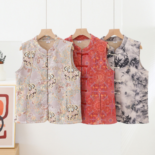 新中式国风马夹女冬季防寒保暖外穿马甲大码加绒加厚内搭坎肩外套