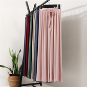 百搭休闲裤 拖地裤 女夏莫代尔高腰显瘦垂坠感薄直筒长裤 黑色阔腿裤