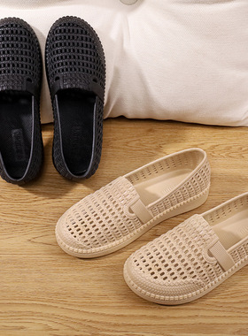 白色网面厚底凉鞋女护士鞋软底妈妈鞋工作鞋上班鞋平底洞洞沙滩鞋