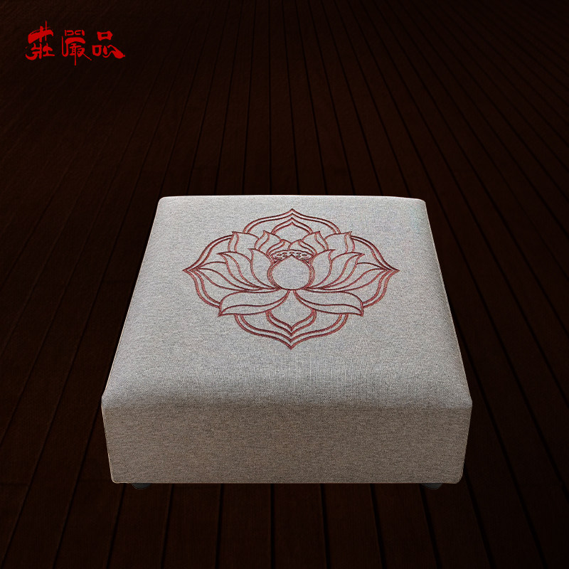 庄严品拜垫拜佛垫家用磕头跪垫麻布素雅莲花刺绣蒲团