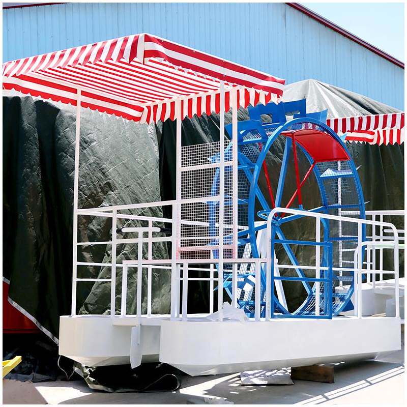 大型网红脚踏水上游乐船无动力设备玻璃钢户外公园景区互动观光船