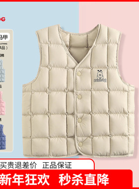 正品巴布豆童装女童羽绒棉马甲儿童背心男童内胆马夹2025秋冬坎肩