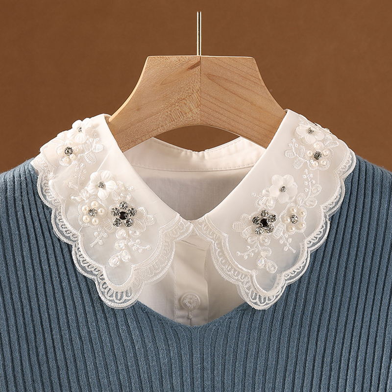 葵柔假领子女百搭毛衣领纯棉缝钻