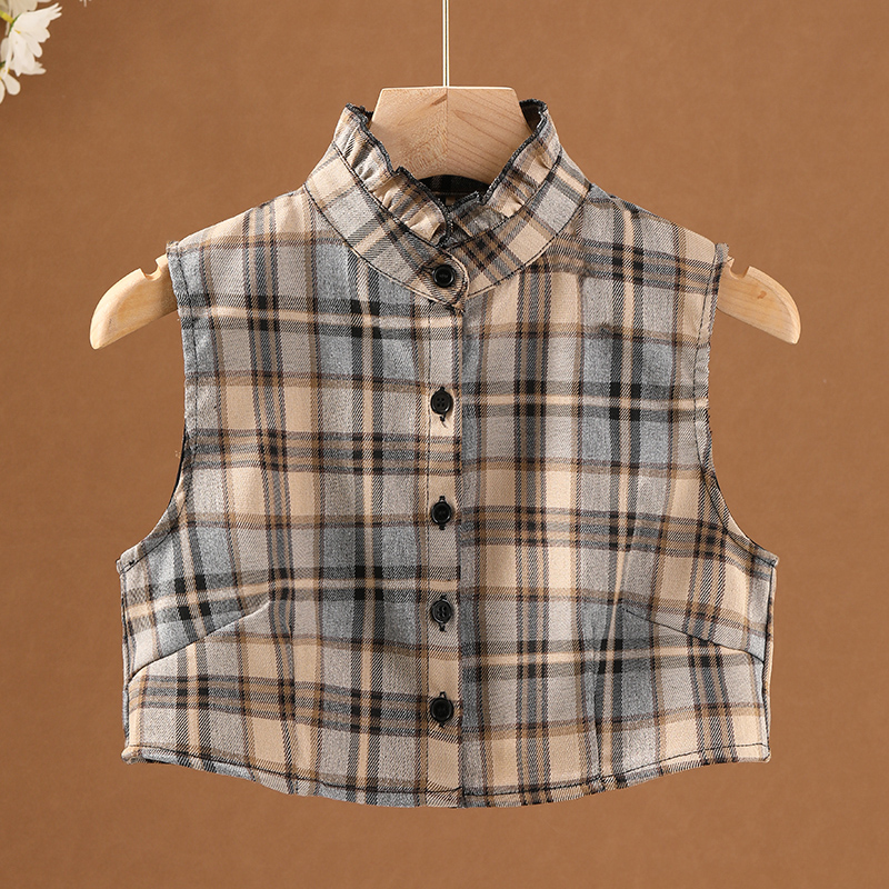 葵柔假领子女百搭衬衫领印花涤纶