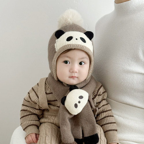彼彼熊毛线帽针织帽小熊猫可爱冬