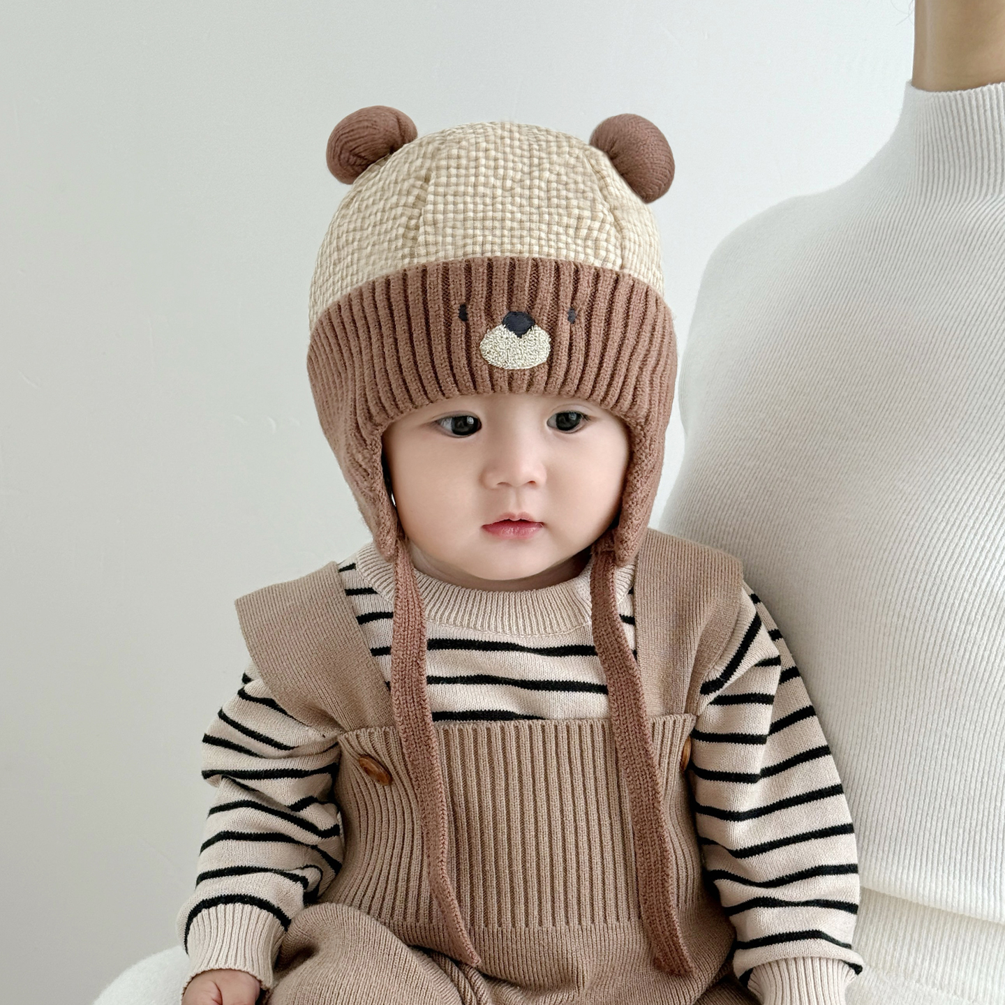 彼彼熊毛线帽针织帽小熊设计可爱