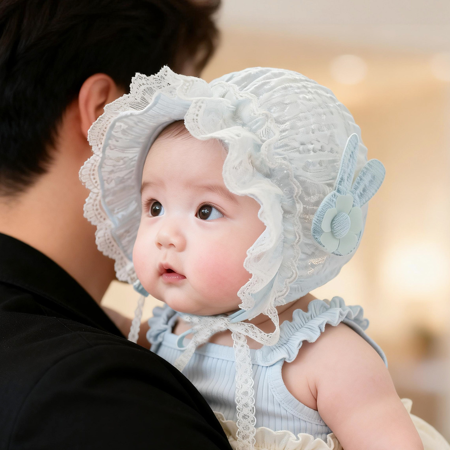 婴儿帽子夏季薄款初生宝宝女遮阳帽婴幼儿胎帽新生儿渔夫帽新款小