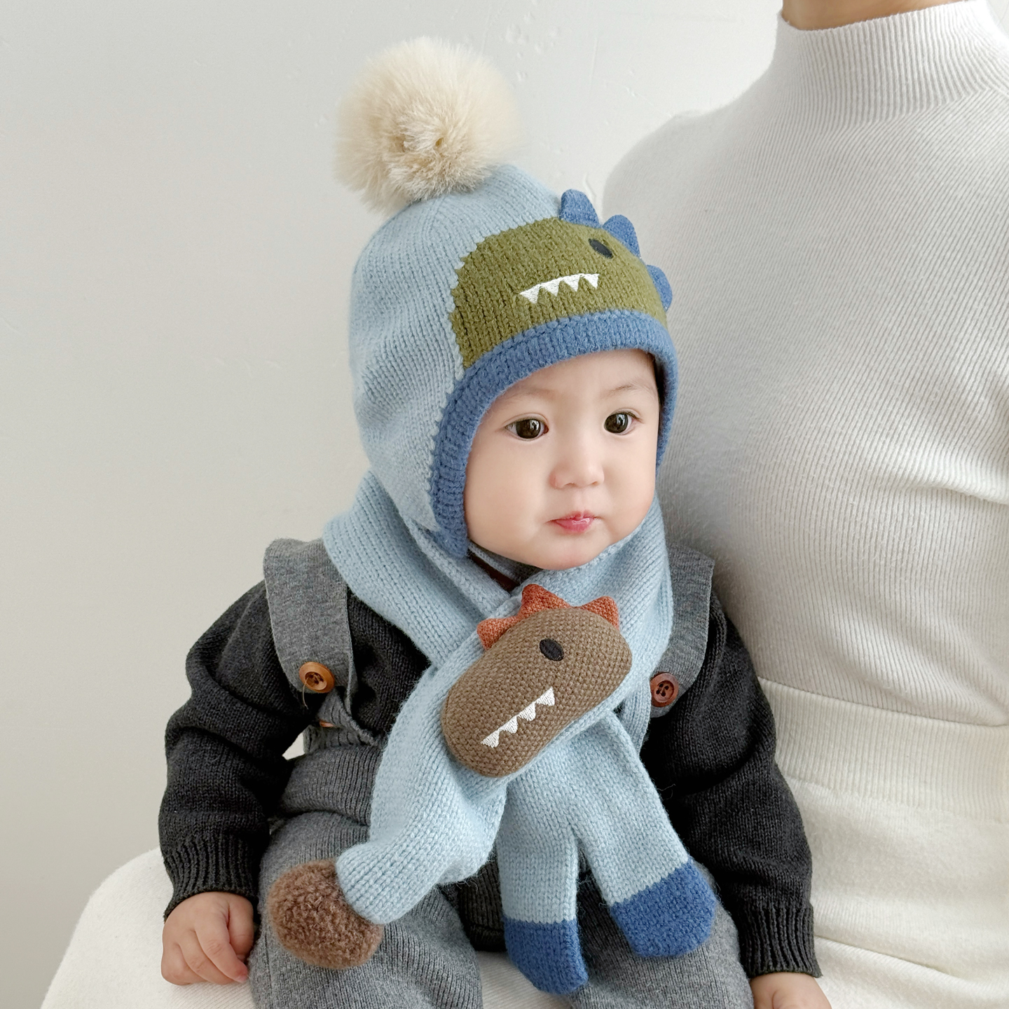 婴儿帽子秋冬季宝宝针织帽男童儿童护耳帽冬季加厚毛线帽保暖防风