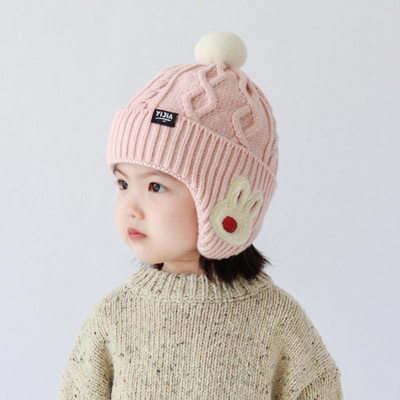 彼彼熊毛线帽加厚保暖
