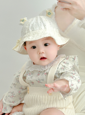 婴儿帽子春秋宝宝遮阳帽防晒帽女渔夫帽婴幼儿太阳帽夏季女宝夏天