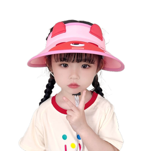 儿童帽子夏季遮阳帽宝宝防晒帽空顶帽女童沙滩帽太阳帽大帽檐新款