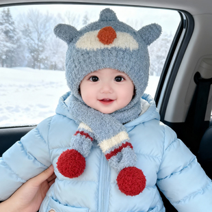 婴儿帽子秋冬季宝宝毛线帽儿童针织帽男童保暖冬天男孩护耳帽新款