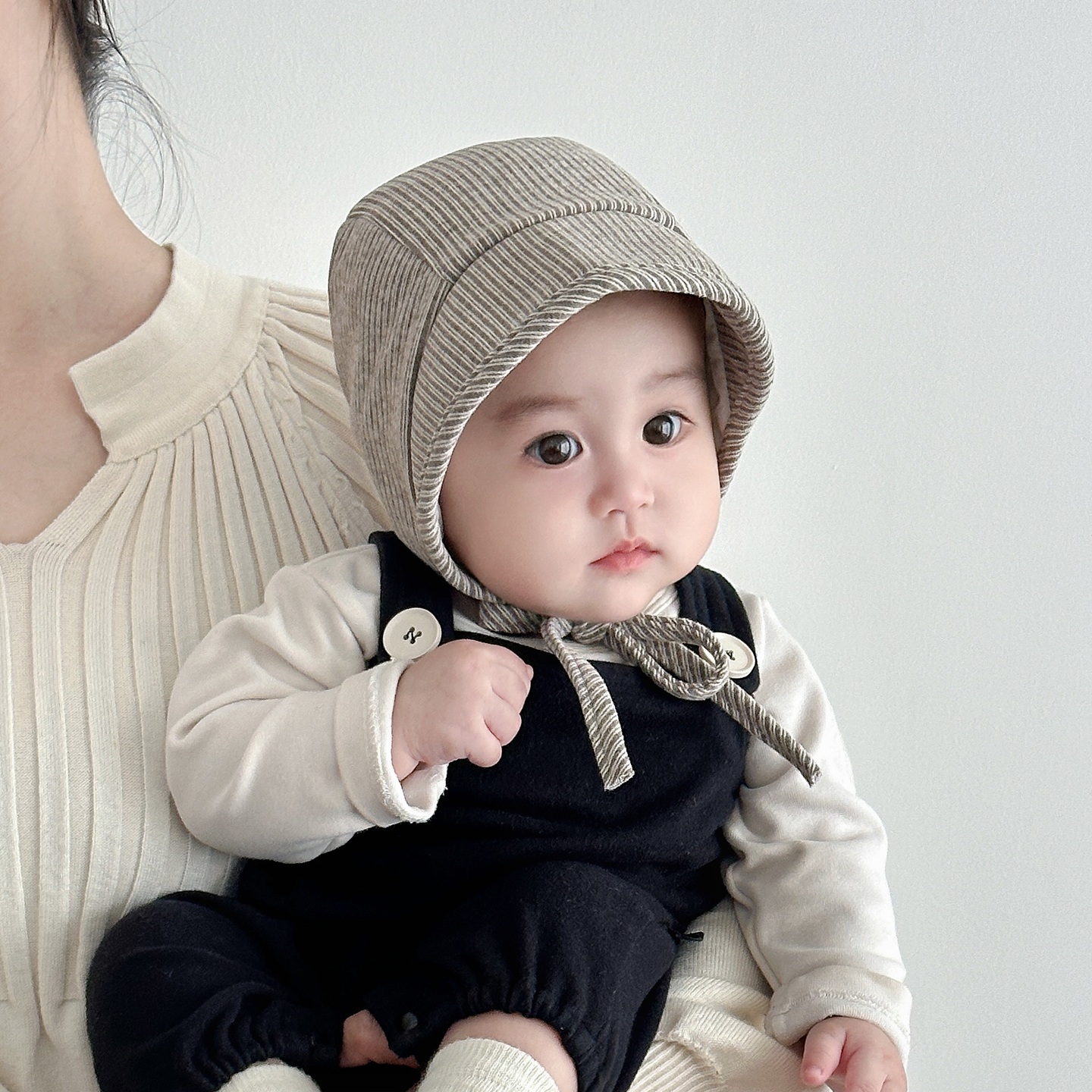 彼彼熊护耳帽包头帽韩版条纹帅气